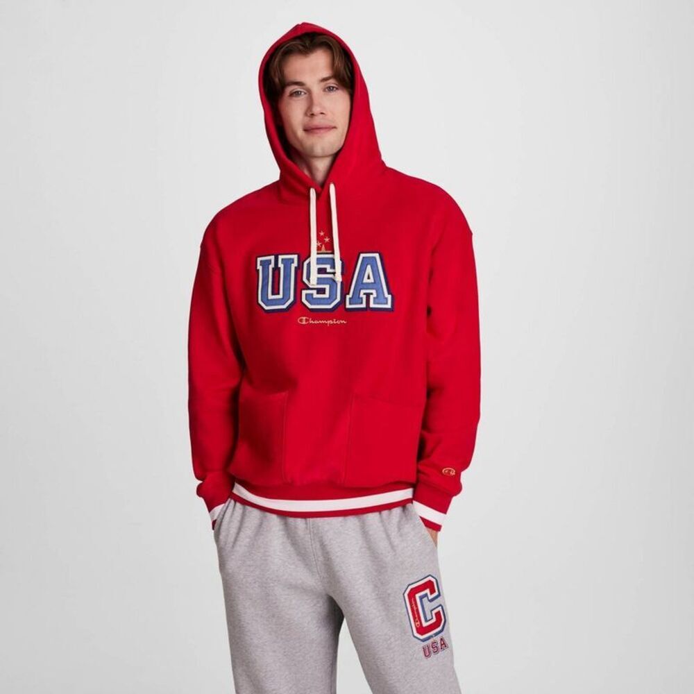 Champion Adult Fleece Hooded Pullover Sweatshirt - Red S